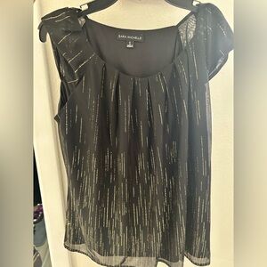 Sara Michelle Black Top with Gold Streaks